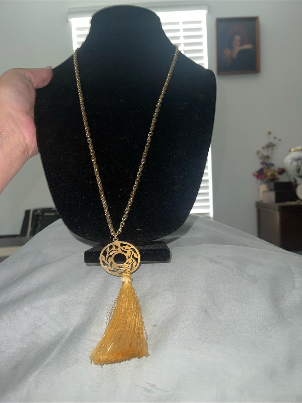 Gold Tassel Pendant Necklace - Women Jewelry